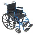 Refuah Blue Streak Wheelchair with Flip Back Detachable Desk Arms and Swing away Foot Rest RE1778